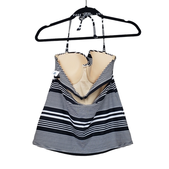 Old Navy Womens Black White Striped Halter Neck Swimsuit Tankini Top Size M NWT - Picture 6 of 6